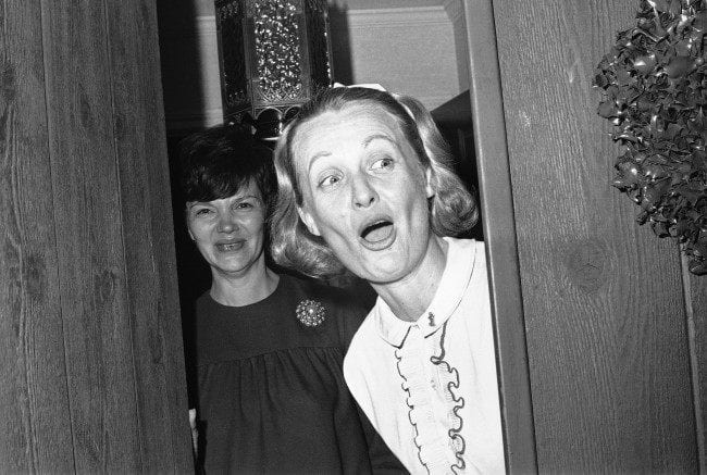 Susan and Marilyn Lovell during their husband's record-breaking Gemini 7 flight